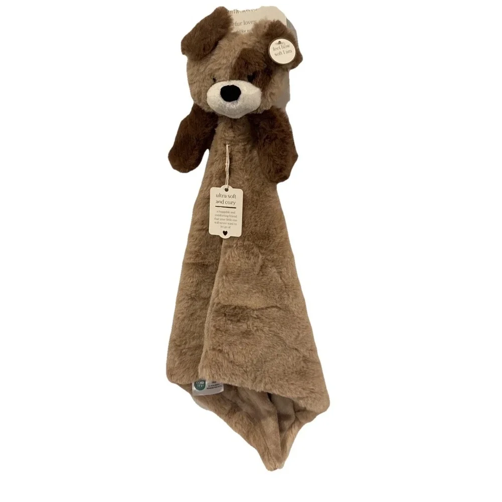 NWT SL Fashions Baby Puppy Lovey Plush‎ Taupe Brown Infant Dog Security Blanket